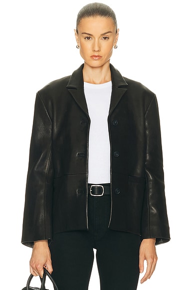 GRLFRND Marlo Leather Blazer in Black