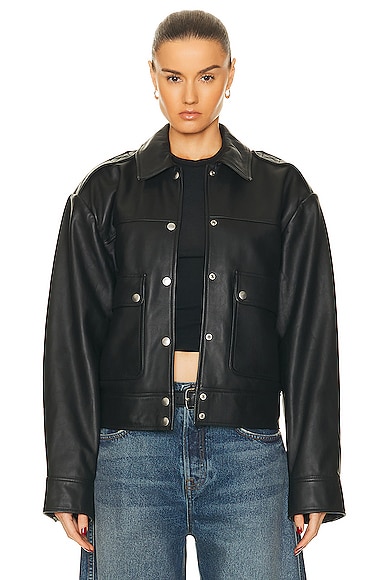Shop Grlfrnd Jayden Leather Jacket In Black
