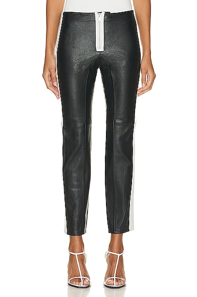 GRLFRND The Leather Moto Pant in Black & White