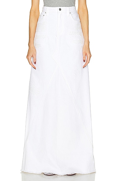 GRLFRND Fiona Godet Maxi Skirt in White Rip