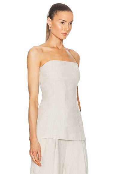 Shop Grlfrnd Linen Strapless Tunic Top In Natural Linen