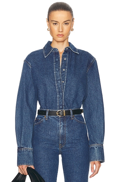 GRLFRND Mae Oversized Button Down in Big Sur