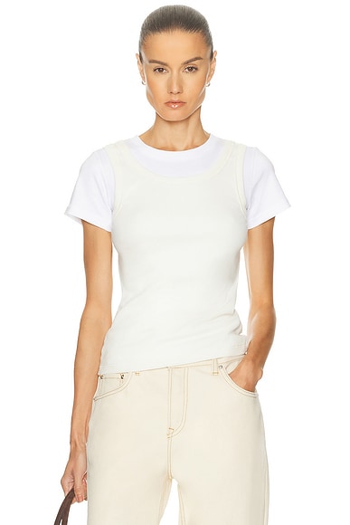 GRLFRND Layered Short Sleeve Tee in White & Bone