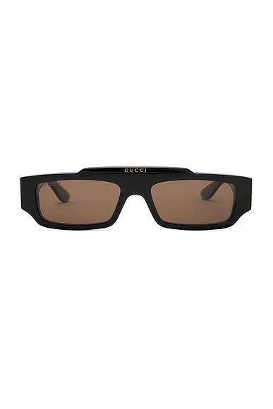 Gucci Rectangle Sunglasses in Black & Brown