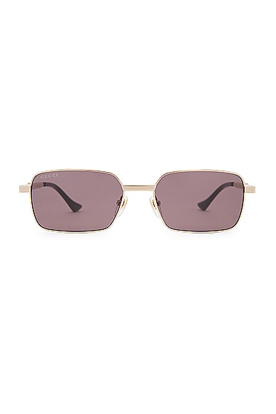 Gucci Rectangle Sunglasses in Gold & Grey