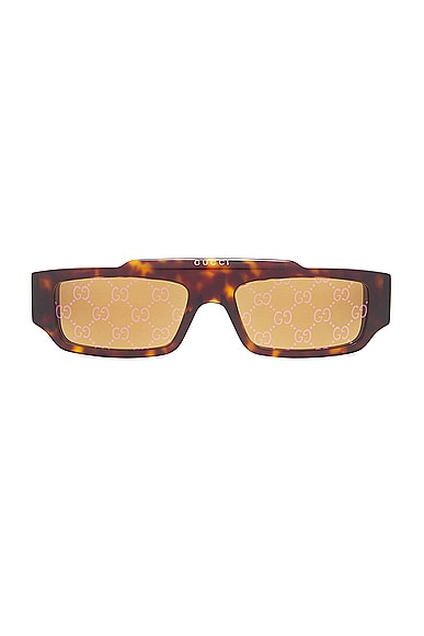 Gucci Rectangle Sunglasses In Brown
