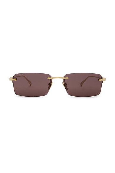 Gucci Rectangular Sunglasses in Gold & Grey