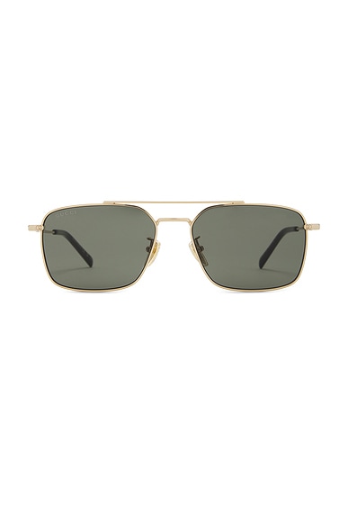 Gucci Rectangular Sunglasses in Gold & Grey