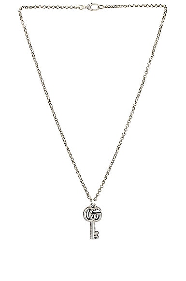 Gucci GG Marmont Key Necklace in Aged Silver | FWRD