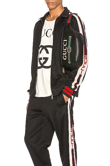 Gucci Technical Jersey Jacket In Black & Ivory & Live Red |