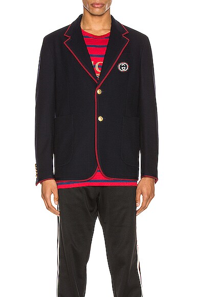 GUCCI PALMA WOOL COTTON JACKET WITH PATCH,GUCC-MO2