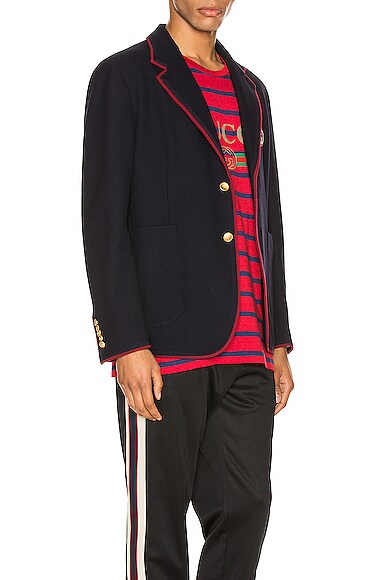 GUCCI PALMA WOOL COTTON JACKET WITH PATCH,GUCC-MO2