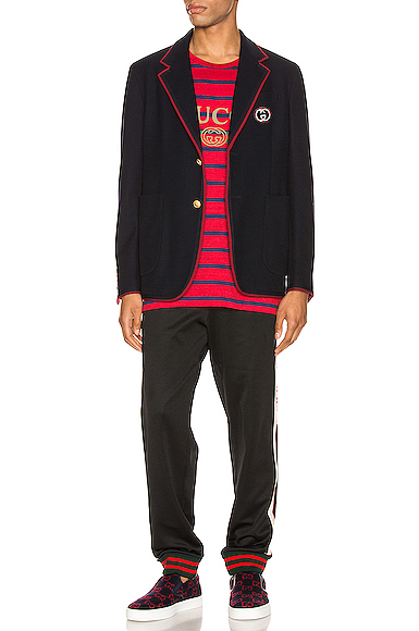 GUCCI PALMA WOOL COTTON JACKET WITH PATCH,GUCC-MO2
