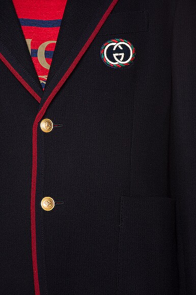 GUCCI PALMA WOOL COTTON JACKET WITH PATCH,GUCC-MO2