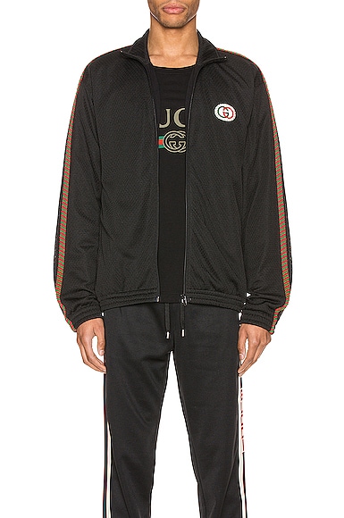 GUCCI OVERSIZE MESH JACKET WITH PATCH,GUCC-MO6