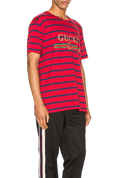 GUCCI LOGO STRIPED TEE,GUCC-MS10
