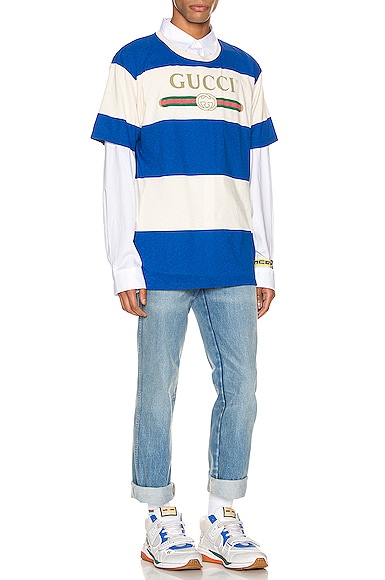 GUCCI GUCCI LOGO STRIPED TEE,GUCC-MS20