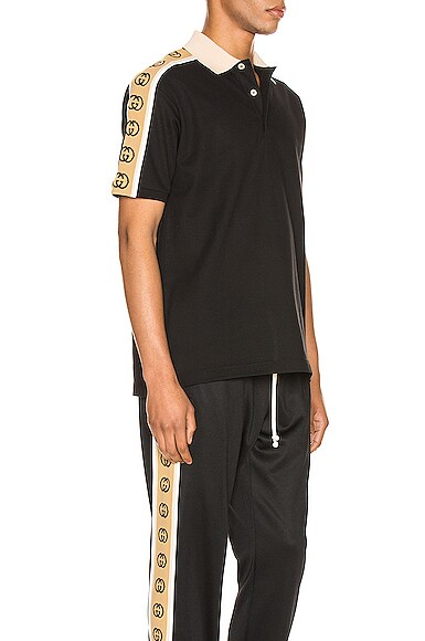 GUCCI POLO WITH INTERLOCKING G STRIPE,GUCC-MS7
