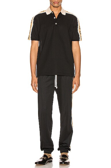 GUCCI POLO WITH INTERLOCKING G STRIPE,GUCC-MS7
