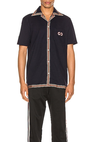 GUCCI COTTON POLO WITH GG EMBROIDERY,GUCC-MS9