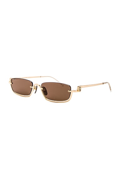 Gucci Rectangular-frame Sunglasses In Gold