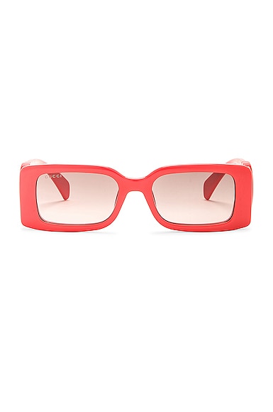 Gucci Chaise Longue Rectangular Sunglasses in Bright Red