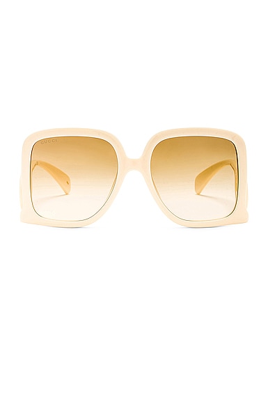 Gucci Chaise Longue Square Sunglasses in Ivory
