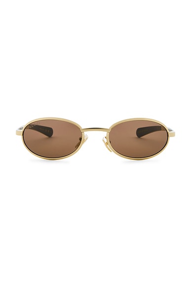 Gucci Oval Sunglasses in Gold & Brown