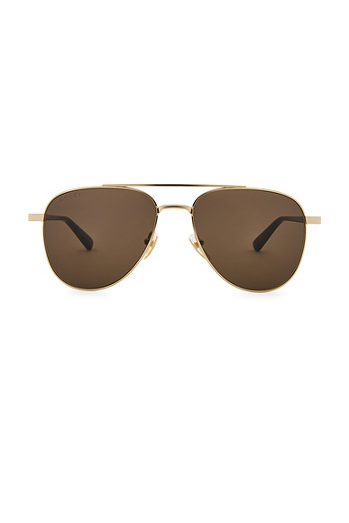 Gucci Aviator Sunglasses in Gold, Havana, & Brown