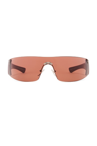 Gucci Shield Sunglasses in Silver & Burgundy