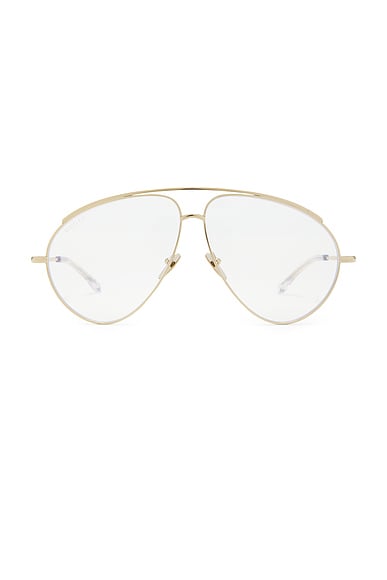 Gucci Aviator Chain Eyeglasses in Gold & Transparent