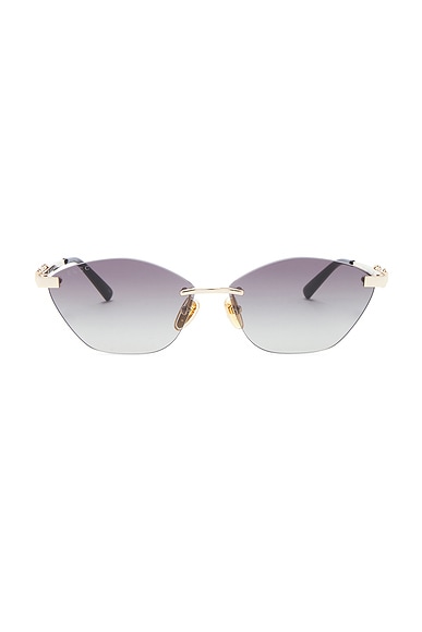 Gucci Through Horsebit Cat Eye Sunglasses in Gold & Grey