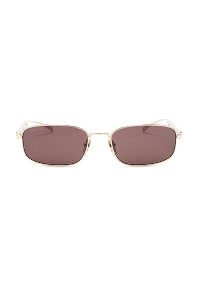 Bamboo Metal Rectangular Sunglasses