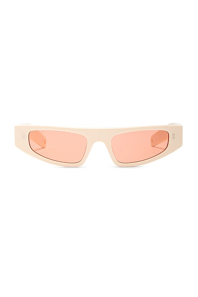 Gucci Narrow Acetate Sunglasses in Shiny Solid Ivory