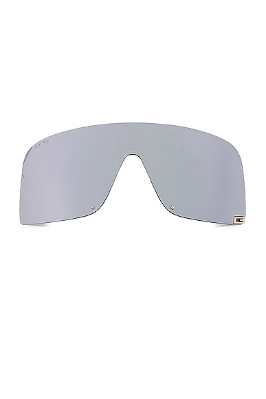 Gucci Fashion Show Mask Sunglasses in Shiny Transparent Light Grey