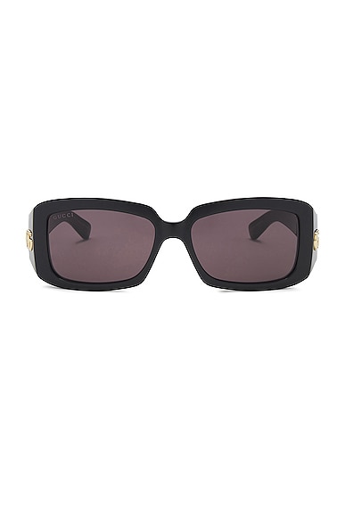 Gucci GG Corner Rectangular Sunglasses in Black