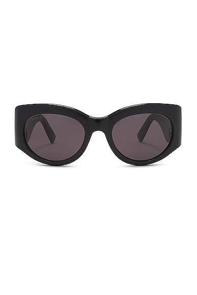 Gucci Marmont Monocolor Oval Sunglasses in Black