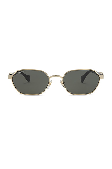 Gucci Mini Running Oval Sunglasses In Gold & Black