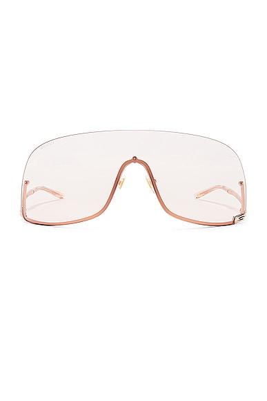 Gucci Shield Sunglasses in Rose Gold