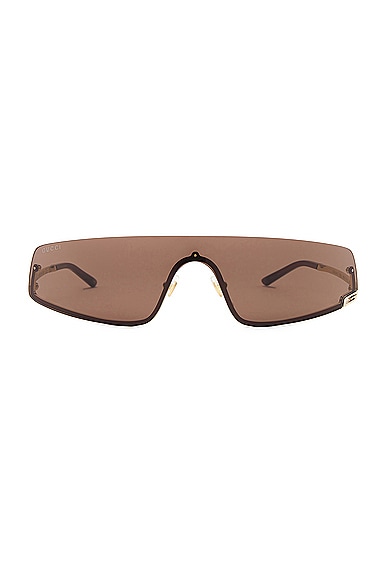 Gucci Tom Mask Sunglasses in Gold & Brown