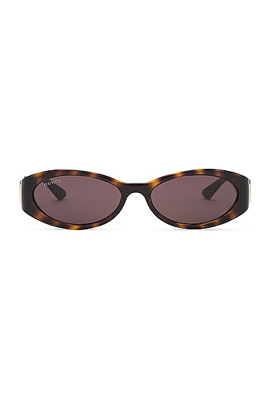 Gucci Hailey Oval Sunglasses in Havana
