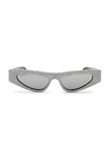 Gucci Narrow Sunglasses in Black & Crystal Strass