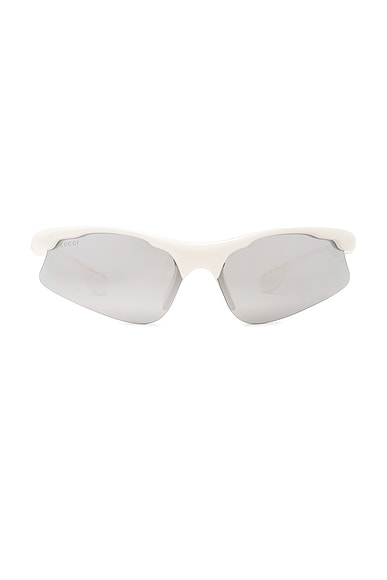 Gucci Shield Sunglasses in White & Silver