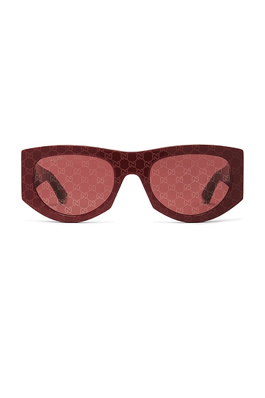 Gucci Round Sunglasses in Burgundy & Red
