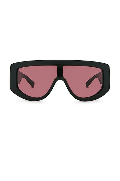 Gucci Shield Sunglasses in Black & Red