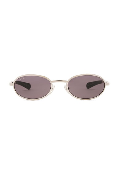 Gucci Oval Sungalsses in Silver & Grey