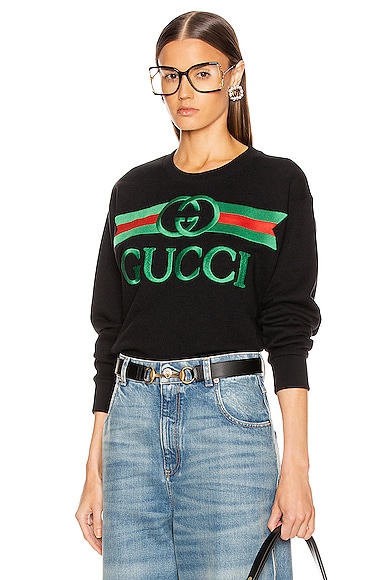 Shop Gucci Oversize Sweatshirt In Black 