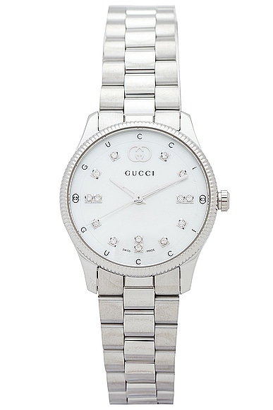 Shop Gucci G-timeless Slim Watch In Silver