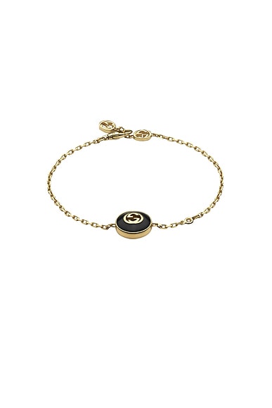 Gucci Black Onyx Diamond Pendant Bracelet in Yellow Gold