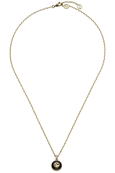 Gucci Black Onyx Diamond Pendant Necklace in Yellow Gold